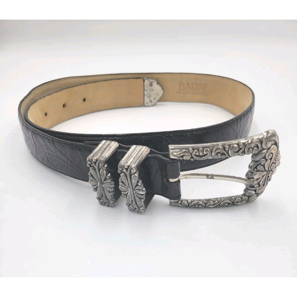 Vintage BARSE‎ Belt Collection Black Genuine Italian Leather  Tahoe Western Sz S